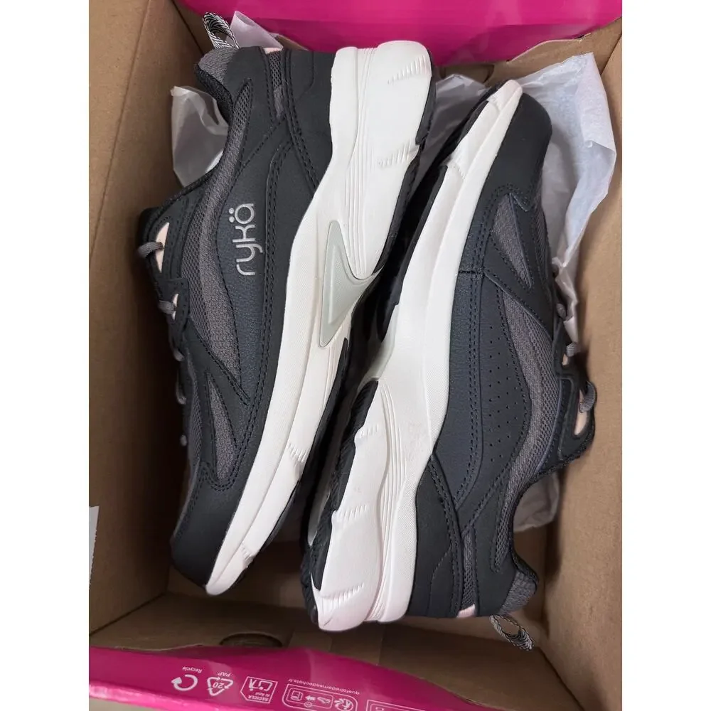 Women’s Ryka Water Repellent Lace-up Walking Sneakers Black 8.5 M NWT